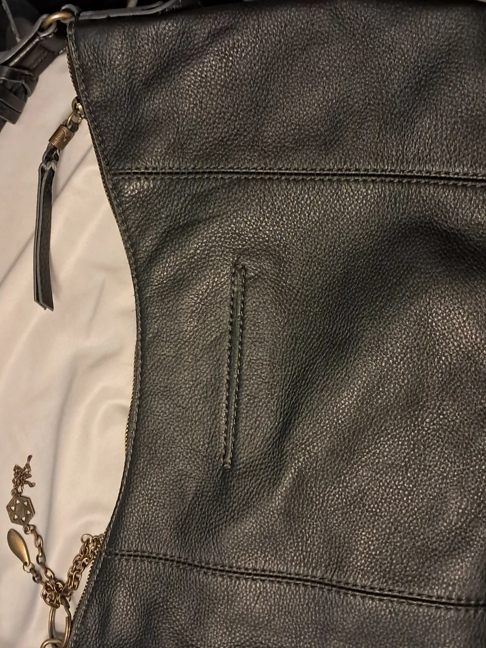 The Sak Black Pebbled Leather Hobo with Antique-Gold Hardware